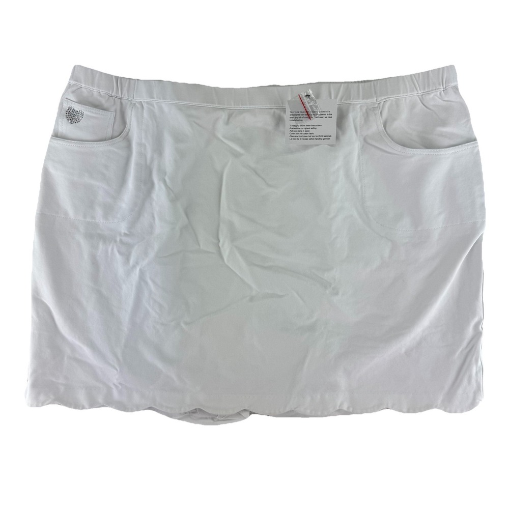 Quacker Factory Dream Jeanne Scalloped Hem Skort Size 3X White